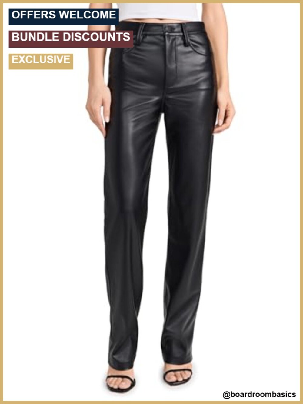 High Rise Straight Leg Vegan Leather Jeans